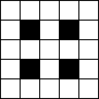 A five letter by five letter blank crossword